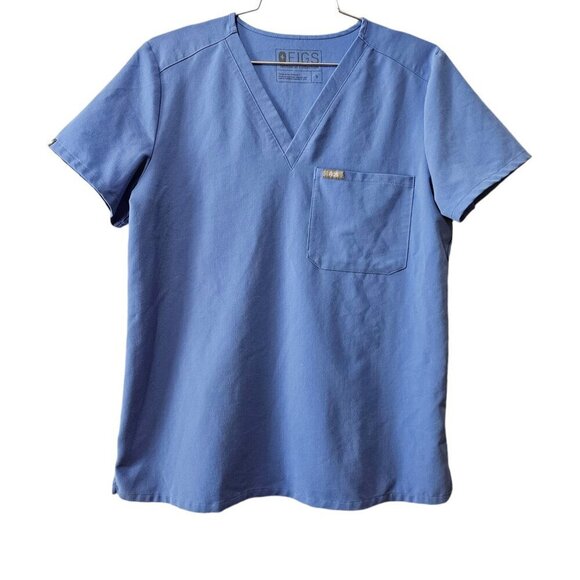 Figs Catarina One-Pocket Blue Scrub Top - Picture 1 of 8